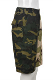 Camouflage Casual Camouflage Print Patchwork Regular High Waist Conventional Patchwork Bottoms