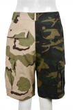 Camouflage Casual Camouflage Print Patchwork Regular Hohe Taille Konventionelle Patchwork-Unterteile