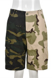 Camouflage Casual Camouflage Print Patchwork Regular High Waist Conventional Patchwork Bottoms