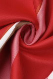 Розово-красный Повседневный принт Пуговицы в стиле пэчворк Воротник с отложным воротником Длинный рукав Из двух частей