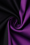 Robes violettes décontractées solides patchwork col rabattu une ligne