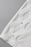 Weiße Art und Weise beiläufiger fester ausgehöhlter Rollkragen-Langarm-Zweiteiler
