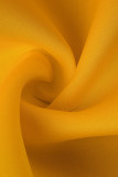 Robes jaunes décontractées à col carré en patchwork solide