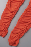 Оранжевый сексуальный повседневный сплошной лоскутный с открытой спиной складной ремешок на тонких бретельках плюс размер из двух частей