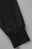 Черный модный повседневный однотонный лоскутный косой воротник с коротким рукавом из двух частей