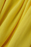 Robes jaunes décontractées à bretelles spaghetti en patchwork de bandage solide