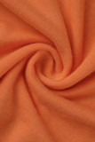 Pagliaccetti regolari di base O collo solido arancione moda casual