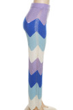 Хаки сексуальный полосатый принт пэчворк асимметричный отложной воротник с коротким рукавом из двух частей
