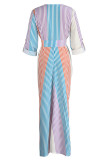 Цветное повседневное однотонное платье-рубашка в стиле пэчворк с отложным воротником и пряжкой Платья Платья