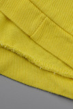 Vestidos de espaguete amarelo casual atadura sólida patchwork cinta de espaguete