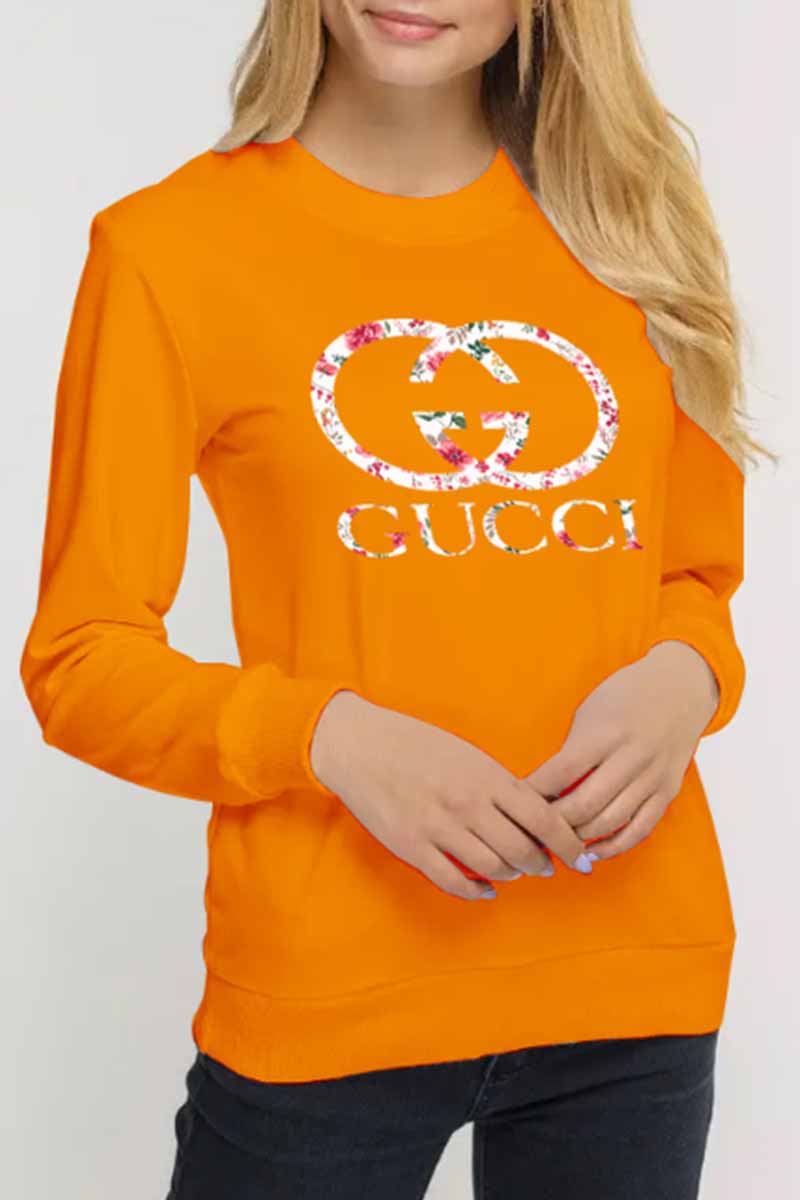 

Orange Street Print Letter O Neck Tops
