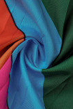 Цветные повседневные прямые платья в стиле пэчворк с уздечкой и V-образным вырезом (без пояса)