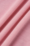Pagliaccetti regolari rosa moda casual tinta unita basic O collo