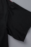 カーキ カジュアル ソリッド パッチワーク ジッパー カラー ストレート プラス サイズ ドレス