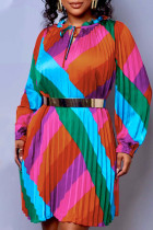 Цветные повседневные прямые платья в стиле пэчворк с уздечкой и V-образным вырезом (без пояса)