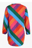 Vestidos rectos con escote en V y pliegues de frenillo de retazos con estampado informal de color (sin cinturón)