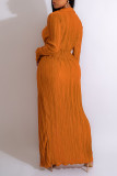 Ginger Sexy Solid Patchwork Slit Fold V-образным вырезом Прямые платья