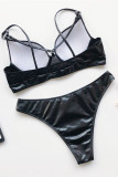 Черный сексуальный сплошной ажурный купальник в стиле пэчворк с открытой спиной (с прокладками)