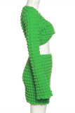 Grön Sexig Casual Solid Patchwork V-hals långärmad två delar