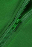 Vert Sexy Solide Patchwork Fente Pliable Épaule Une Étape Jupe Robes De Grande Taille