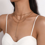 Silver Daily Party Simplicity Geometric Solid Chains Necklaces