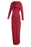 Красные повседневные платья в стиле пэчворк с капюшоном и воротником-карандашом Платья