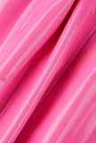 ピンクのセクシーなソリッドパッチワークUネックペンシルスカートドレス