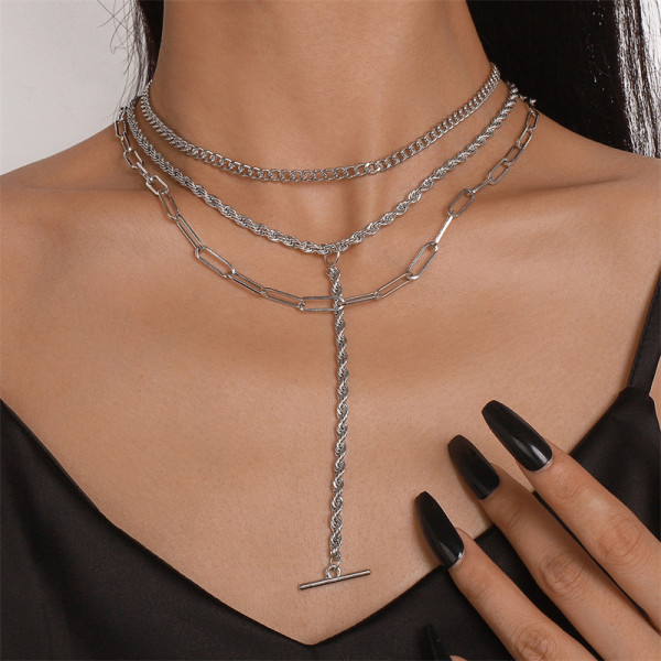 Серебряные ожерелья с геометрическими однотонными цепочками на каждый день для вечеринок