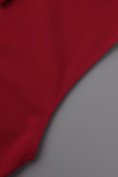 Rote beiläufige feste Patchwork-Kleider mit V-Ausschnitt