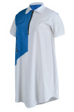 ホワイト カジュアル ソリッド パッチワーク ジッパー カラー ストレート プラス サイズ ドレス