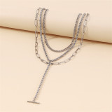 Silber Daily Party Simplicity Geometric Solid Chains Halsketten
