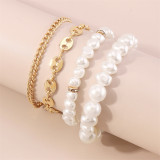 Bracciali di perle patchwork vintage in oro quotidiano