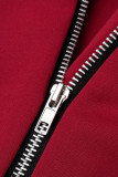 Due pezzi manica lunga colletto con cappuccio cerniera patchwork stampa casual grigio