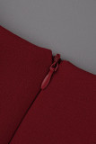 Rojo Casual Elegante Sólido Patchwork Doblar O Cuello Una Línea Vestidos