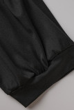 Черные повседневные сплошные повязки в стиле пэчворк Пряжка с отложным воротником Прямые платья
