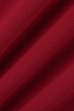 Robes décontractées à col en V et patchwork rouges