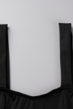 Черный повседневный сплошной лоскутный отложной воротник с длинным рукавом из трех частей