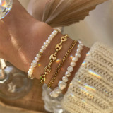 Goldene tägliche Vintage Patchwork-Perlenarmbänder