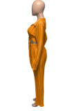 Фуксия Сексуальная однотонная лоскутная ткань с V-образным вырезом и длинным рукавом из двух частей
