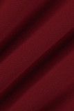 Robes de grande taille plissées à col en V et patchwork rouge élégant