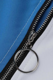 Khaki Casual Solid Patchwork Zipper Collar Straight Plus Size Kleider