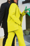 Prendas de abrigo con cuello vuelto de retazos sólidos de calle amarilla fluorescente (con chaqueta y sujetador)