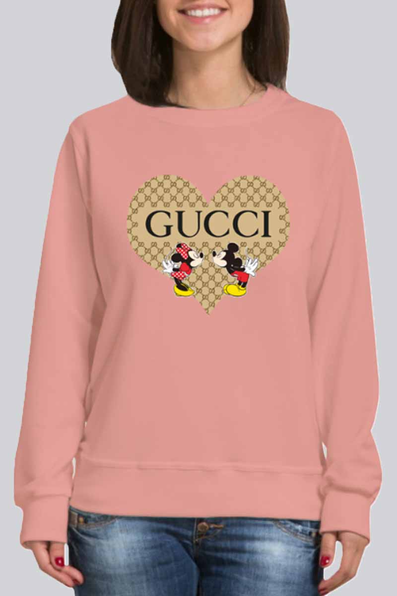 

Pink Street Character Print Letter O Neck Tops