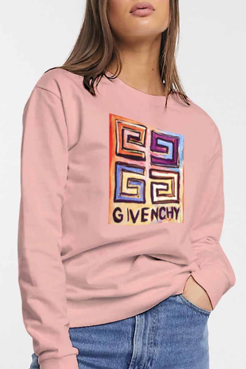 

Pink Street Print Letter O Neck Tops