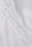 ホワイト ファッション フォーマル ソリッド タッセル パッチワーク V ネック イブニング ドレス