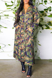 Vêtements d'extérieur à col à capuche avec fermeture éclair et patchwork imprimé camouflage imprimé décontracté