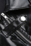 Black Street Solid Bestickter Patchwork-Reißverschluss-Umlegekragen-Oberbekleidung