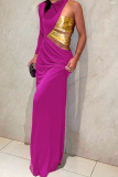 Purple Party Solid urholkad Raka klänningar med huva