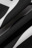 Black Sexy Print Patchwork Chains Spaghetti Strap Tops