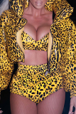 Costumi da bagno con patchwork di leopardi di strada con stampa leopardata